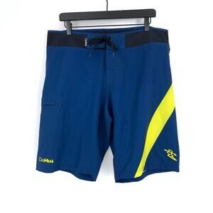 DAHUI Board Shorts Navy Blue Yellow 34